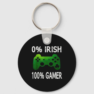 0% Irish 100% Gamer Funny St Patricks Day Video Ga Key Ring