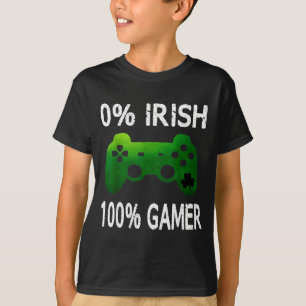 0% Irish 100% Gamer Funny St Patricks Day Video Ga T-Shirt