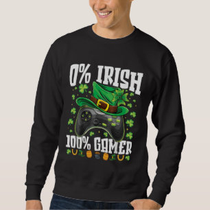 0 Irish 100 Gamer  St Patricks Day Video Games Boy Sweatshirt