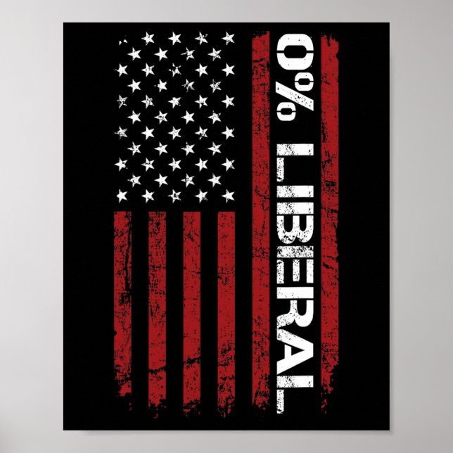 0% Liberal Zero Percent Anti Liberal - Funny Repub Poster (Front)