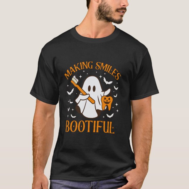 0 Making Smiles Bootiful Funny Retro Halloween for T-Shirt (Front)
