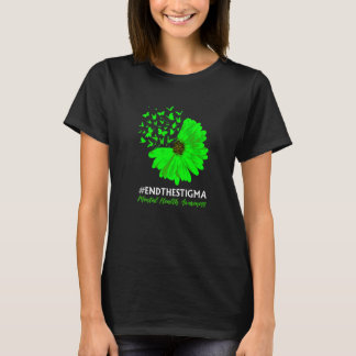 0 Mental Health Awareness Sunflower Butterfly End  T-Shirt