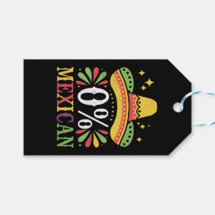 0% Mexican Zero Percent Funny Cinco De Mayo Gift Tags