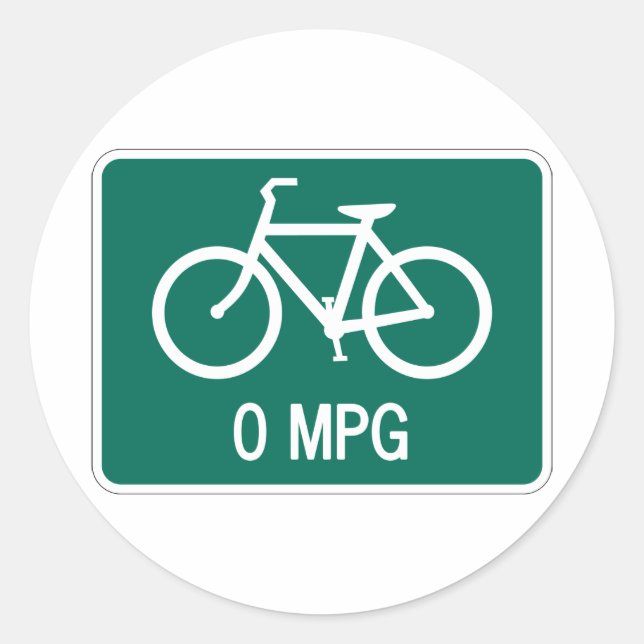 0 MPG Bicycle Sticker (Front)