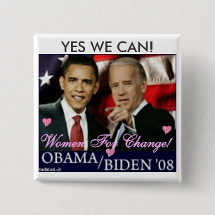 0_, YES WE CAN! 15 CM SQUARE BADGE