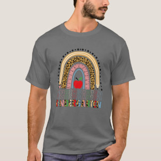 0Dzn Leopard Rainbow Kinder Teacher First Day Of S T-Shirt