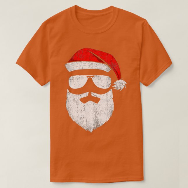 0Funny Santa Claus Face Sunglasses with Hat Beard  T-Shirt (Design Front)