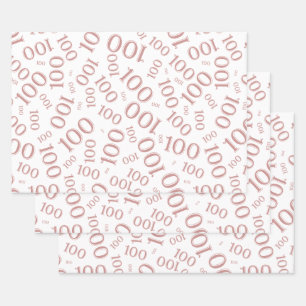 0th Modern Pink/White Random Number Pattern Wrapping Paper Sheet