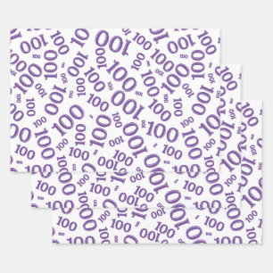 0th Modern Purple/White Random Number Pattern Wrapping Paper Sheet