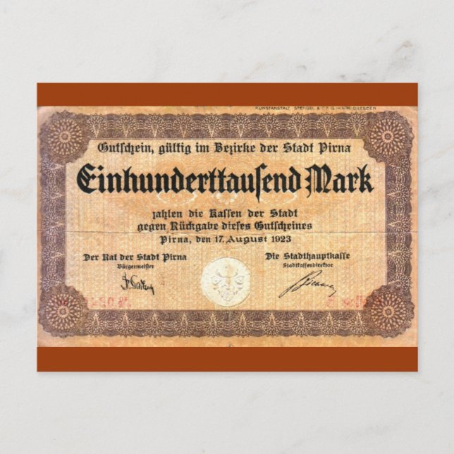 100000 Mark Postcard (Front)