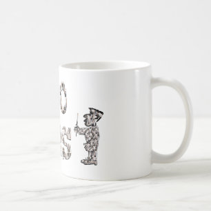 10000 hours with an overlay of paint brushes. coffee mug