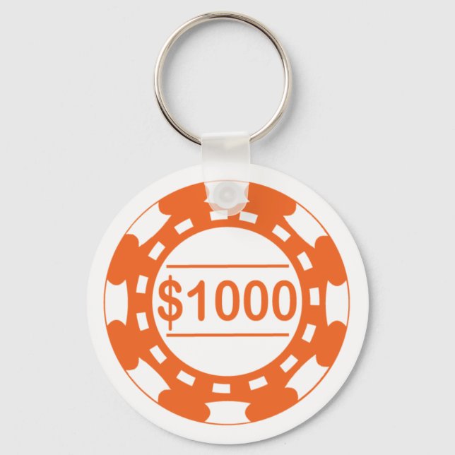 $1000 Casino Chip Orange Keychain (Front)