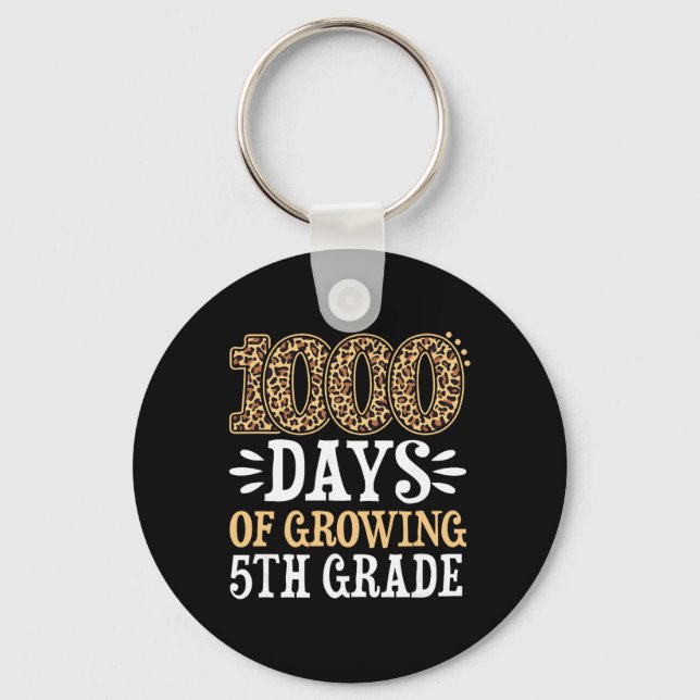 1000 Days Of Growing 5th Grade Leopard Student 100 Key Ring (Front)