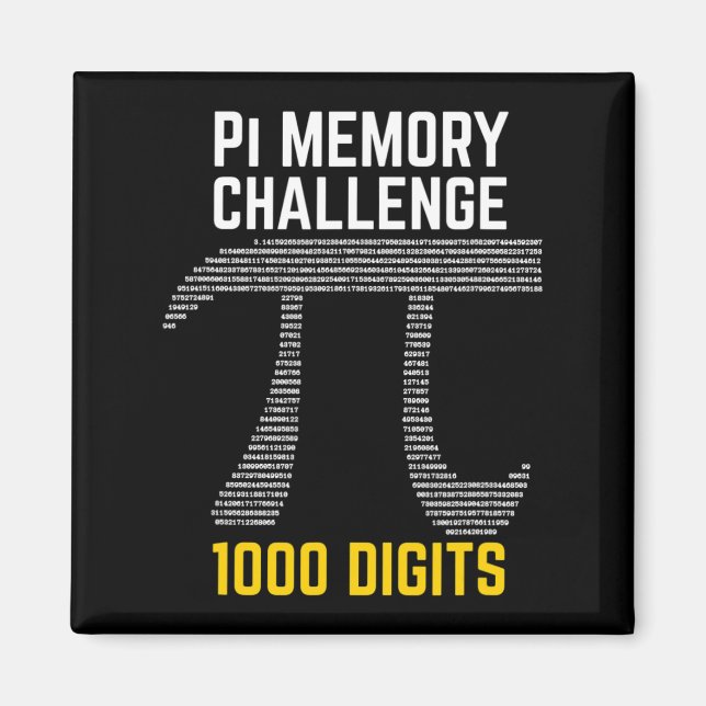1000 Digits Of Pi Memory Challenge - Pi Day  Magnet (Front)