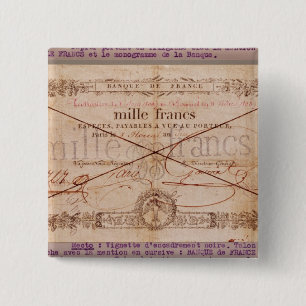 1000 Francs banknote from 8 Floreal, An X 15 Cm Square Badge