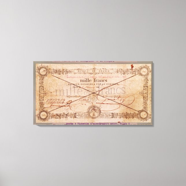 1000 Francs banknote from 8 Floreal, An X Canvas Print (Front)