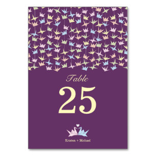 1000 Hanging Origami Paper Cranes Wedding (Purple) Table Number
