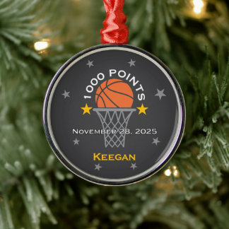 1000 Points Basketball Milestone Custom Metal Tree Decoration