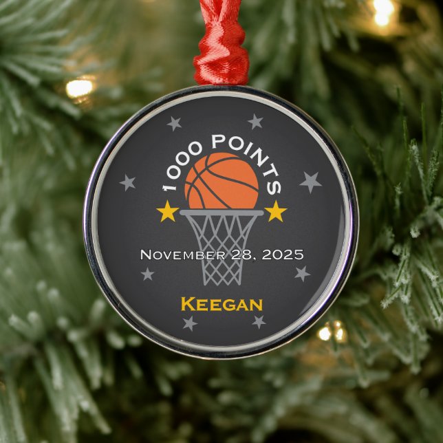 1000 Points Basketball Milestone Custom Metal Tree Decoration (Tree)