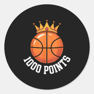1000 Points Crown Achievement Lovers Basketball Sp Classic Round Sticker