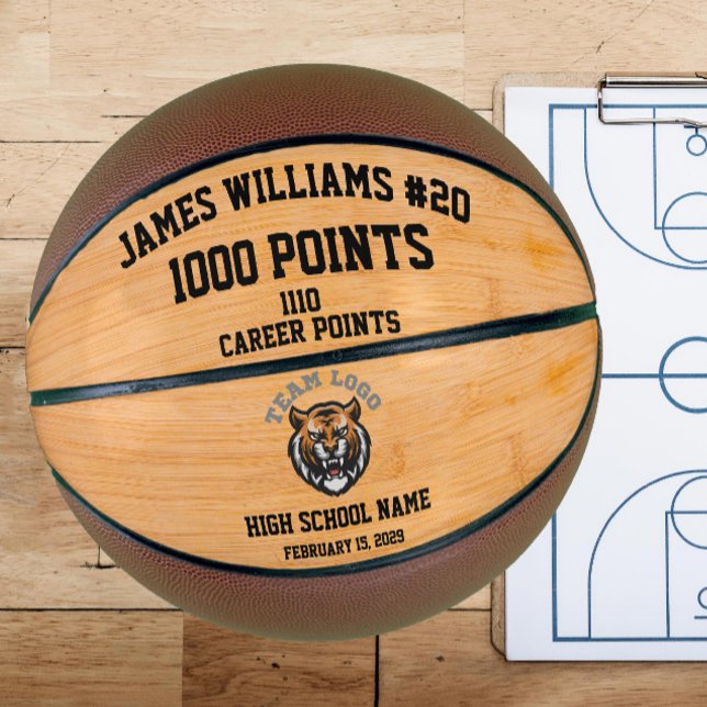 1000 Points Custom Name, Team Logo & Jersey Number Basketball (Creator Uploaded)