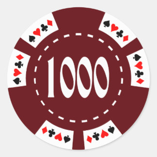 $1000. Poker Chip Classic Round Sticker