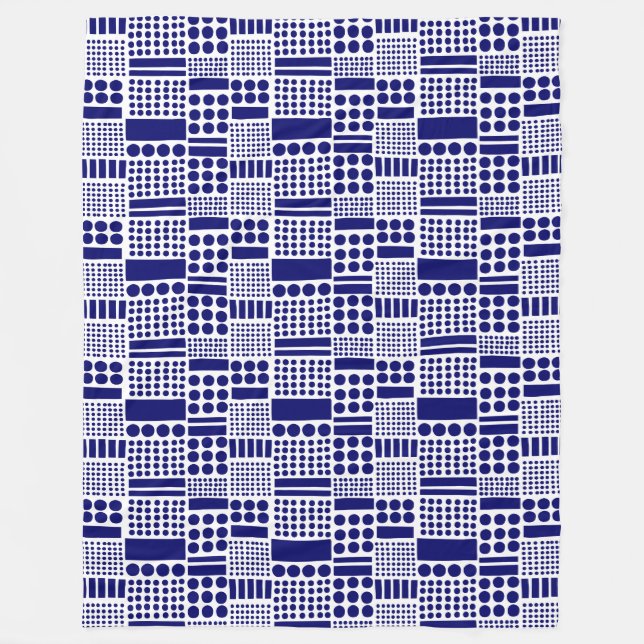 100416 - Deep Navy on White Fleece Blanket (Front)