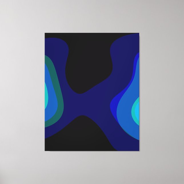 1007 Black And Blue Abstract Art Canvas Print (Front)