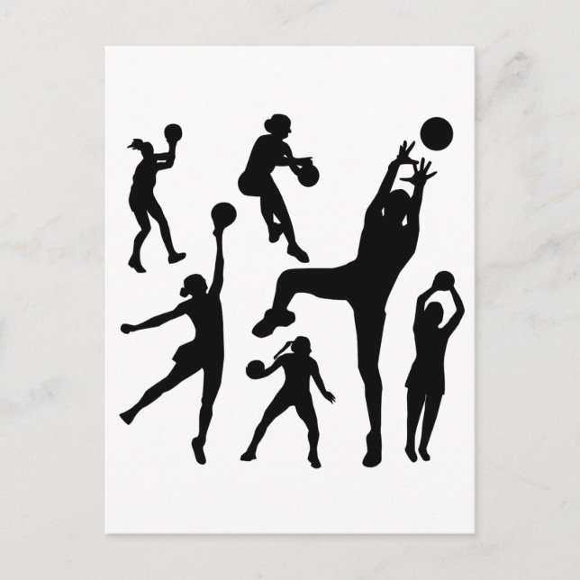 10097-netball-silhouette-vector SPORTS NET BALL PE Postcard (Front)