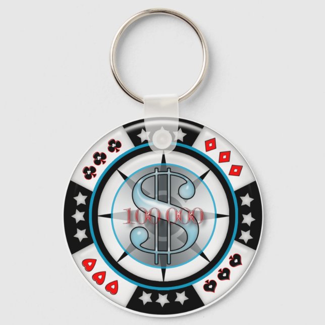 $100,000. Poker Chip Key Ring (Front)