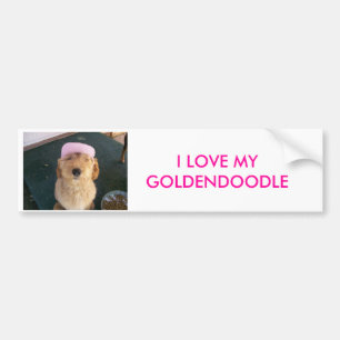 100_0605, I LOVE MY GOLDENDOODLE BUMPER STICKER