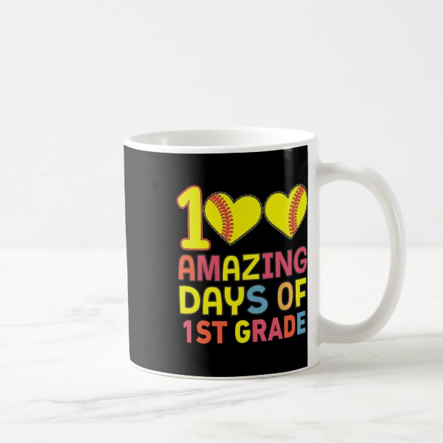 100 Amazing Days Of 1st Grade Softbyll Player Stud Coffee Mug (Right)