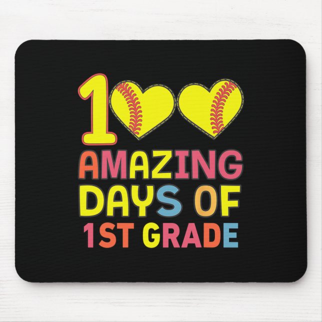 100 Amazing Days Of 1st Grade Softbyll Player Stud Mouse Pad (Front)