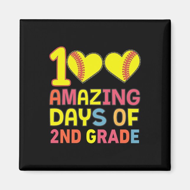 100 Amazing Days Of 2nd Grade Softbyll Student Tea Magnet (Front)