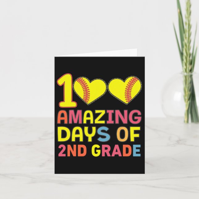 100 Amazing Days Of 2nd Grade Softll Student Teach Card (Front)
