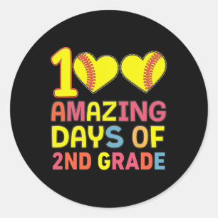 100 Amazing Days Of 2nd Grade Softll Student Teach Classic Round Sticker
