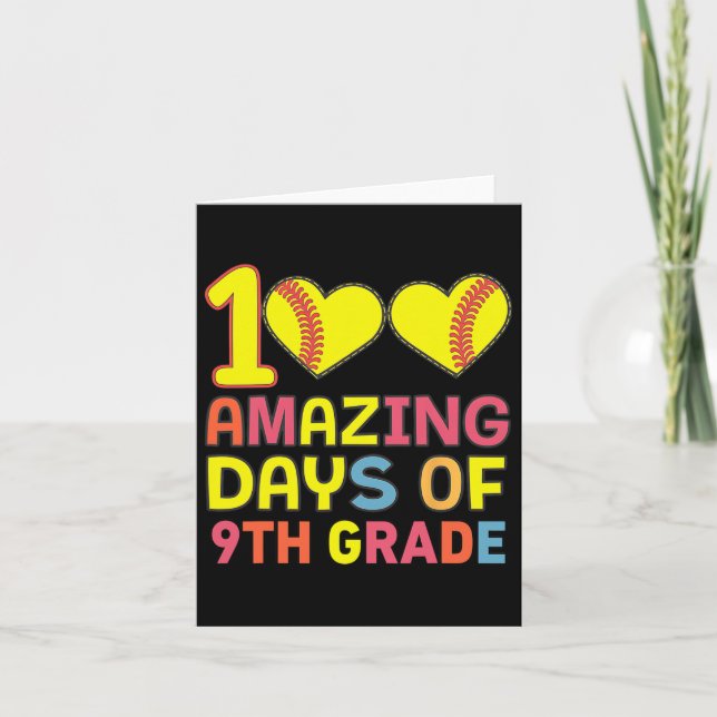 100 Amazing Days Of 9th Grade Softll Player Studen Card (Front)