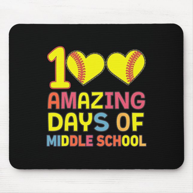 100 Amazing Days Of Middle School Softll Player St Mouse Pad (Front)