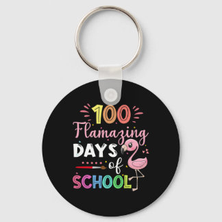 100 Amazing Days Of School Cute Flamingo Student T Key Ring