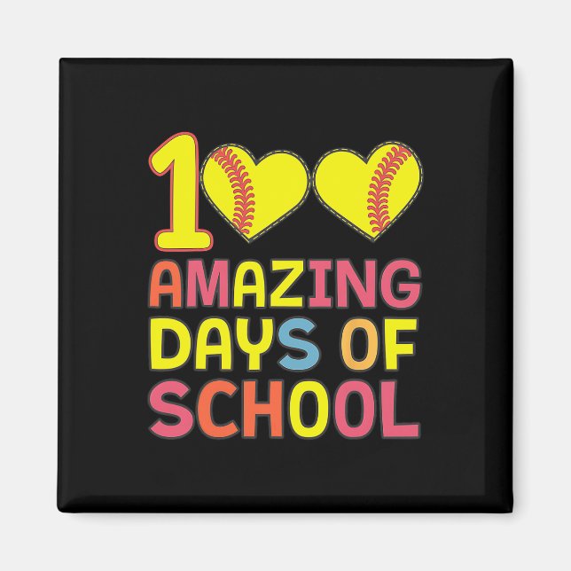 100 Amazing Days Of School Softll Player Student B Magnet (Front)