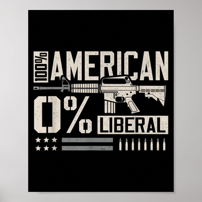 100% American 0% Liberal Funny Pro Gun Owner Lover Poster (Front)