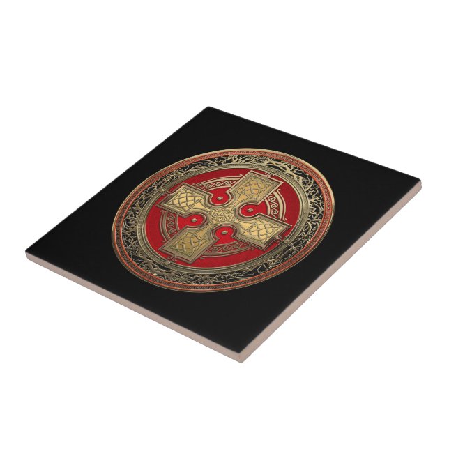 [100] Ancient Celtic Sacred Gold Knot Cross Tile (Side)