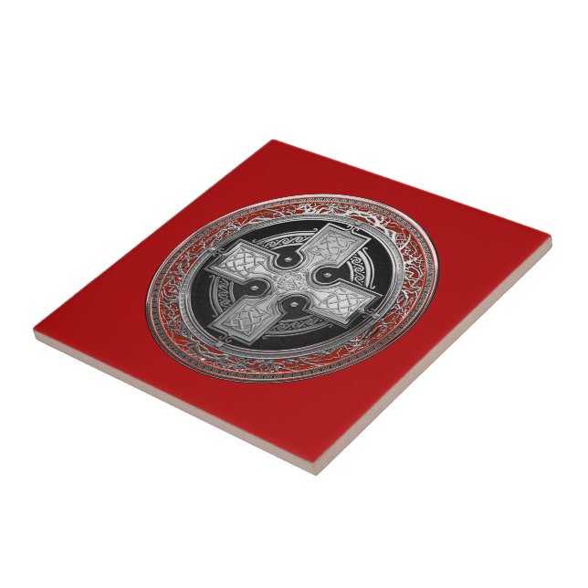 [100] Ancient Celtic Sacred Silver Knot Cross Tile (Side)