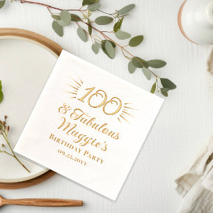 100 and Fabulous 100th Birthday Party Foil Napkins