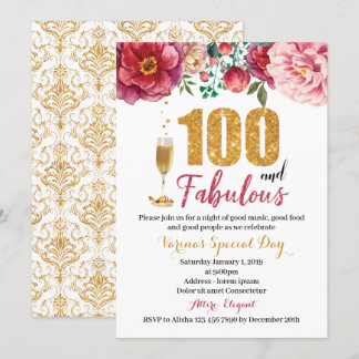 100 and Fabulous Birthday Invitation for Women