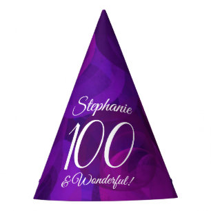 100 and Wonderful Elegant Purple Birthday Party Hat