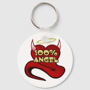 100% Angel Devil Heart Key Ring