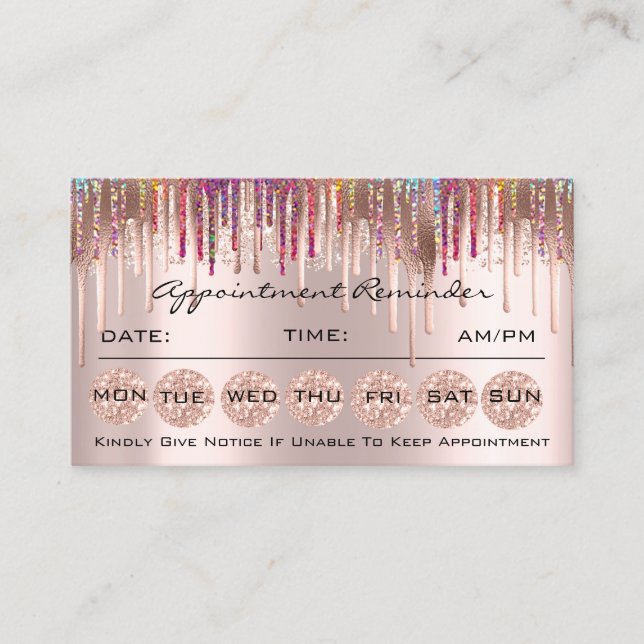 100 Appointment Reminder Cards Makeup Lash Drips (Front)