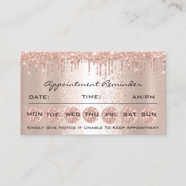 100 Appointment Reminder Cards Makeup Lashes Rose (Front)