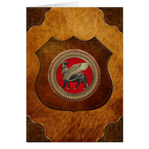 [100] Assyrian Winged Bull: Gold and Black Lamassu